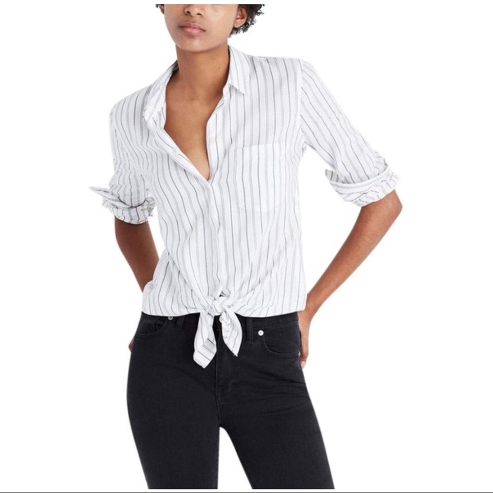 Madewell black/white stripe button down